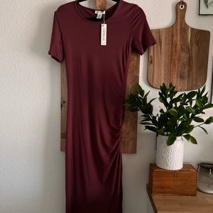 SOUTHERN ALTERNATIVE Channel Cinch Midi Dress in Berry